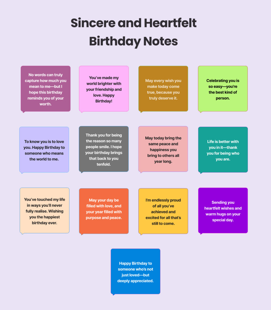 Sincere and Heartfelt Birthday Messages and Notes